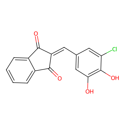 2-[(3-Chloro-4,5-dihydroxyphenyl)methylidene]indene-1,3-dione structure