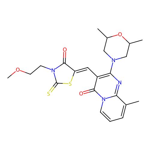 (Z)-5-((2-(2,6-dimethylmorpholino)-9-methyl-4-oxo-4H-pyrido[1,2-a]pyrimidin-3-yl)methylene)-3-(2-methoxyethyl)-2-thioxothiazolidin-4-one structure