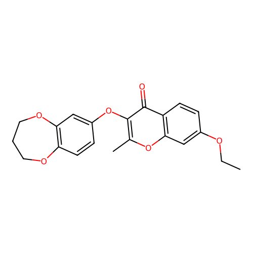 3-((3,4-dihydro-2H-benzo[b][1,4]dioxepin-7-yl)oxy)-7-ethoxy-2-methyl-4H-chromen-4-one structure