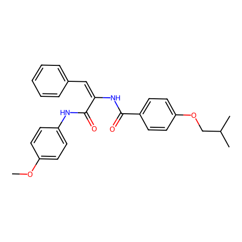 (E)-4-isobutoxy-N-(3-((4-methoxyphenyl)amino)-3-oxo-1-phenylprop-1-en-2-yl)benzamide structure