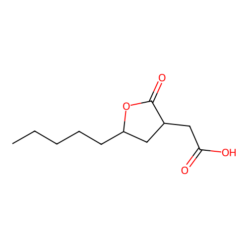 (2-Oxo-5-pentyl-tetrahydro-furan-3-yl)-acetic acid structure