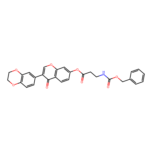 3-(2,3-dihydrobenzo[b][1,4]dioxin-6-yl)-4-oxo-4H-chromen-7-yl 3-(((benzyloxy)carbonyl)amino)propanoate structure