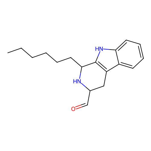 1-hexyl-2,3,4,9-tetrahydro-1H-pyrido[3,4-b]indole-3-carbaldehyde structure