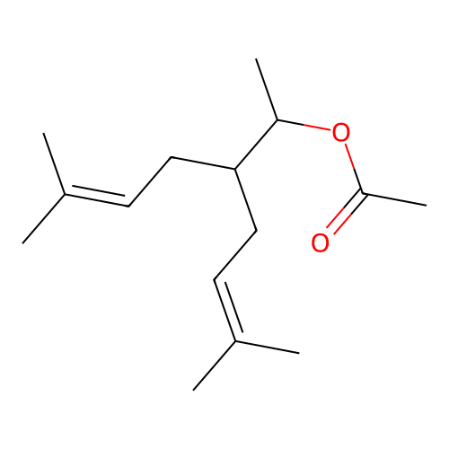 6-Methyl-3-(3-methylbut-2-en-1-yl)hept-5-en-2-yl acetate structure