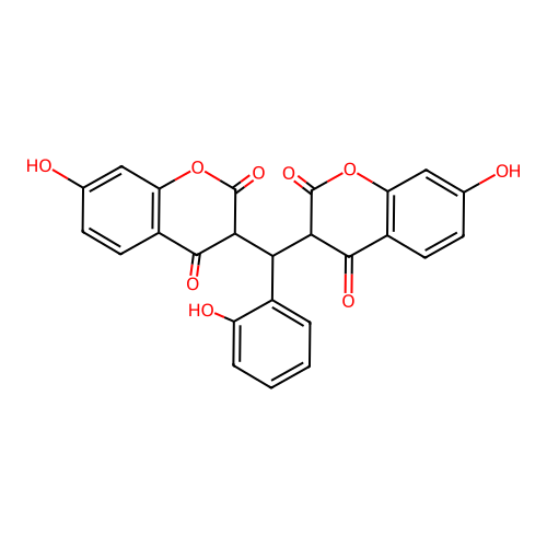 3,3'-((2-Hydroxyphenyl)methylene)bis(7-hydroxychroman-2,4-dione) structure