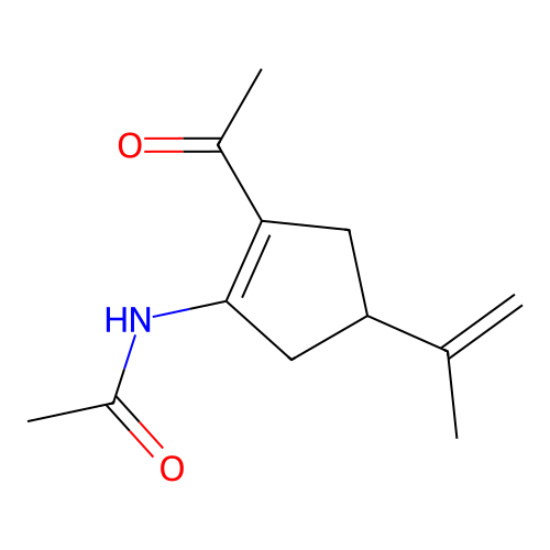 N-(2-acetyl-4-(prop-1-en-2-yl)cyclopent-1-en-1-yl)acetamide structure