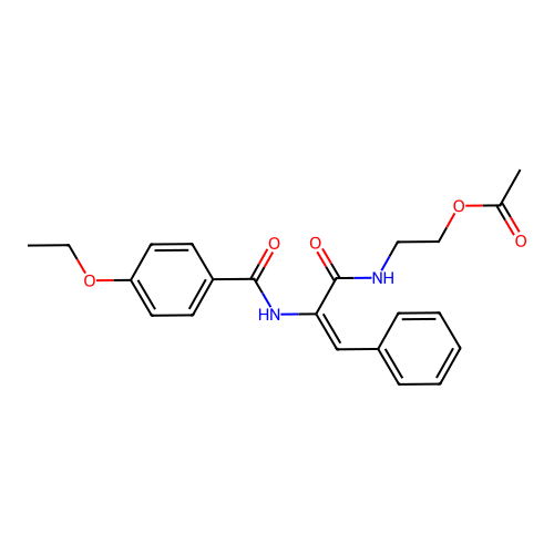 (E)-2-(2-(4-ethoxybenzamido)-3-phenylacrylamido)ethyl acetate structure