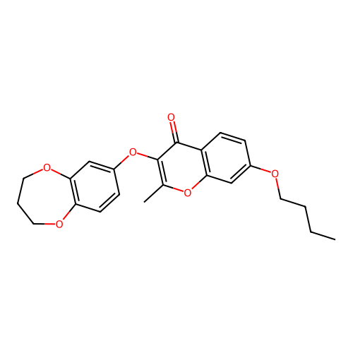 7-butoxy-3-(3,4-dihydro-2H-1,5-benzodioxepin-7-yloxy)-2-methyl-4H-chromen-4-one structure