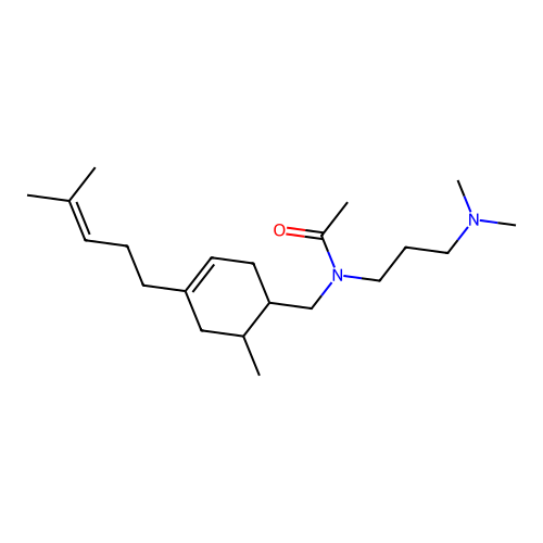 N-(3-(dimethylamino)propyl)-N-((6-methyl-4-(4-methylpent-3-en-1-yl)cyclohex-3-en-1-yl)methyl)acetamide structure