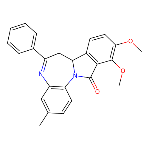 10,11-dimethoxy-3-methyl-6-phenyl-7H-benzo[2,3][1,4]diazepino[7,1-a]isoindol-12(7aH)-one structure
