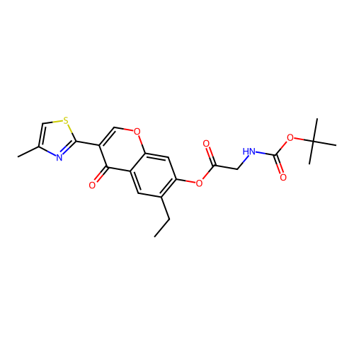 6-ethyl-3-(4-methylthiazol-2-yl)-4-oxo-4H-chromen-7-yl 2-((tert-butoxycarbonyl)amino)acetate structure