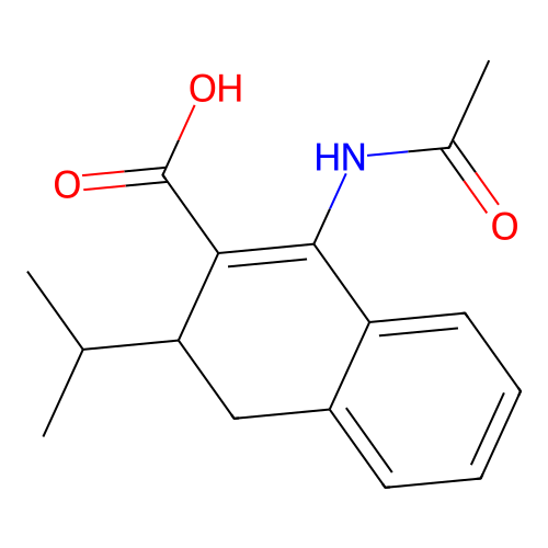 1-Acetamido-3-isopropyl-3,4-dihydronaphthalene-2-carboxylic acid structure