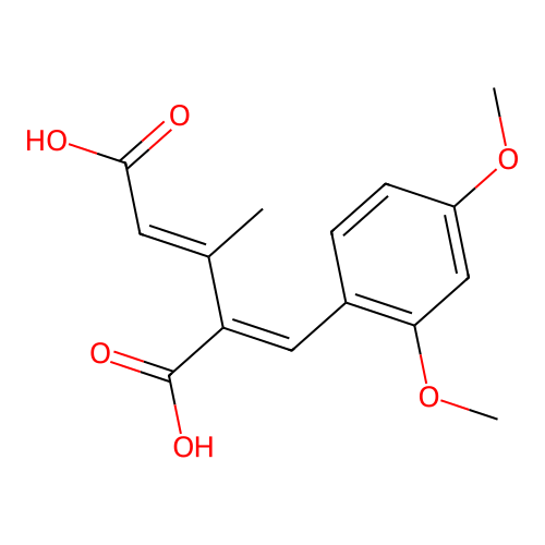 (2E,4E)-4-(2,4-dimethoxybenzylidene)-3-methylpent-2-enedioic acid structure