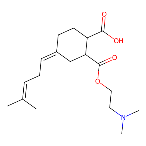 (Z)-2-((2-(dimethylamino)ethoxy)carbonyl)-4-(4-methylpent-3-en-1-ylidene)cyclohexanecarboxylic acid structure