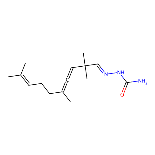 2,2,5,9-Tetramethyl-3,4,8-decatrienal semicarbazone structure