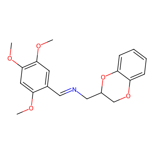 2,3-dihydro-1,4-benzodioxin-2-yl-N-(2,4,5-trimethoxybenzylidene)methanamine structure