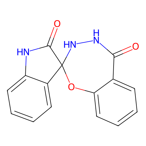 spiro[1H-indole-3,2'-3,4-dihydro-1,3,4-benzoxadiazepine]-2,5'-dione structure