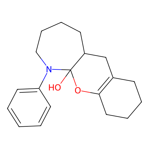 1-Phenyl-1,2,3,4,5,5a,6,7,8,9,10,11a-dodecahydrochromeno[2,3-b]azepin-11a-ol structure