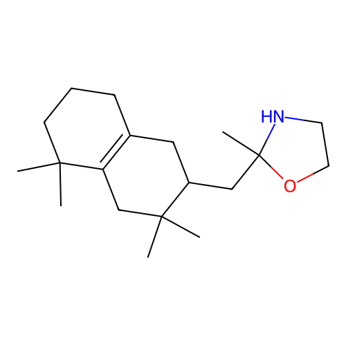 2-methyl-2-[(3,3,5,5-tetramethyl-1,2,4,6,7,8-hexahydronaphthalen-2-yl)methyl]-1,3-oxazolidine structure
