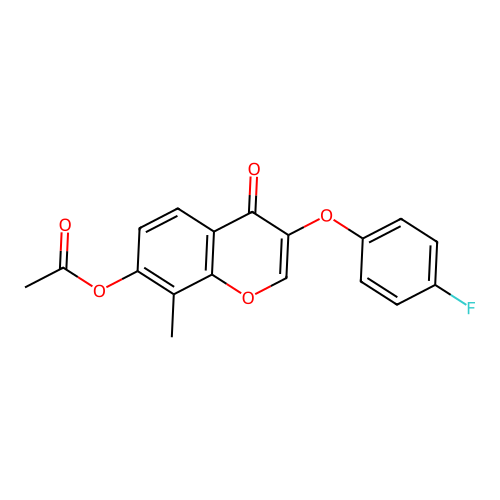 3-(4-fluorophenoxy)-8-methyl-4-oxo-4H-chromen-7-yl acetate structure