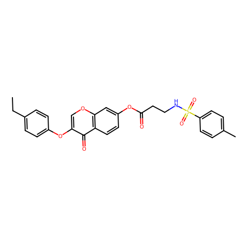 [3-(4-ethylphenoxy)-4-oxochromen-7-yl] 3-[(4-methylphenyl)sulfonylamino]propanoate structure