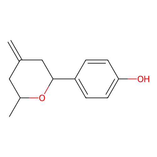 Phenol, 4-(tetrahydro-6-methyl-4-methylene-2H-pyran-2-yl)- structure