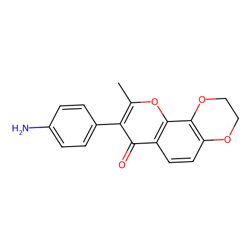8-(4-aminophenyl)-9-methyl-2H-[1,4]dioxino[2,3-h]chromen-7(3H)-one structure