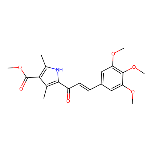 (E)-methyl 2,4-dimethyl-5-(3-(3,4,5-trimethoxyphenyl)acryloyl)-1H-pyrrole-3-carboxylate structure