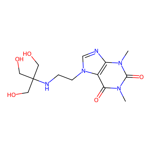 7-(2-((1,3-dihydroxy-2-(hydroxymethyl)propan-2-yl)amino)ethyl)-1,3-dimethyl-1H-purine-2,6(3H,7H)-dione structure