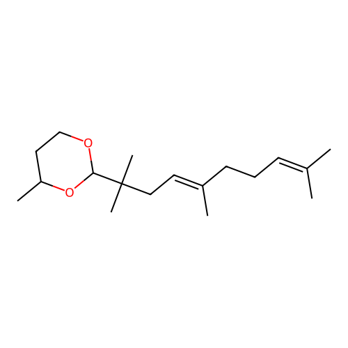 4-methyl-2-[(4E)-2,5,9-trimethyldeca-4,8-dien-2-yl]-1,3-dioxane structure