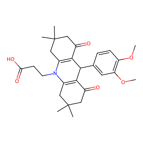 3-(9-(3,4-dimethoxyphenyl)-3,3,6,6-tetramethyl-1,8-dioxo-1,2,3,4,5,6,7,8-octahydroacridin-10(9H)-yl)propanoic acid structure