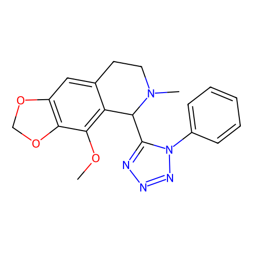 4-methoxy-6-methyl-5-(1-phenyl-1H-tetrazol-5-yl)-5,6,7,8-tetrahydro-[1,3]dioxolo[4,5-g]isoquinoline structure