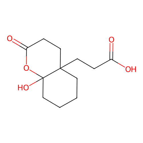 3-(8a-hydroxy-2-oxooctahydro-2H-chromen-4a-yl)propanoic acid structure
