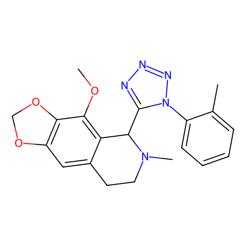 4-methoxy-6-methyl-5-(1-(o-tolyl)-1H-tetrazol-5-yl)-5,6,7,8-tetrahydro-[1,3]dioxolo[4,5-g]isoquinoline structure