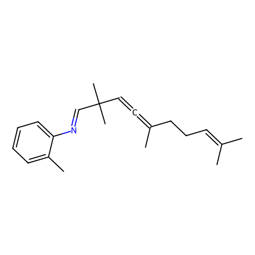 (E)-2-methyl-N-(2,2,5,9-tetramethyldeca-3,4,8-trien-1-ylidene)aniline structure