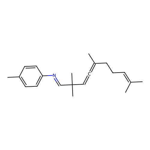 (E)-4-methyl-N-(2,2,5,9-tetramethyldeca-3,4,8-trien-1-ylidene)aniline structure