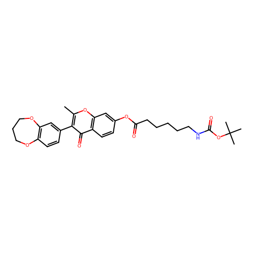 3-(3,4-dihydro-2H-benzo[b][1,4]dioxepin-7-yl)-2-methyl-4-oxo-4H-chromen-7-yl 6-((tert-butoxycarbonyl)amino)hexanoate structure