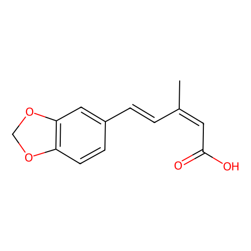 (2Z,4E)-5-(1,3-benzodioxol-5-yl)-3-methylpenta-2,4-dienoic acid structure