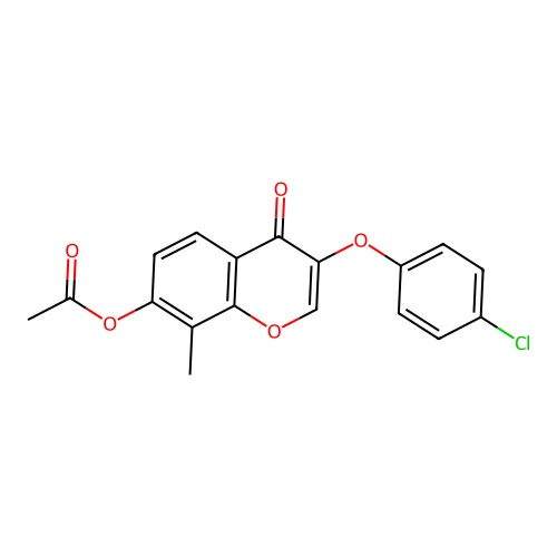 3-(4-chlorophenoxy)-8-methyl-4-oxo-4H-chromen-7-yl acetate structure
