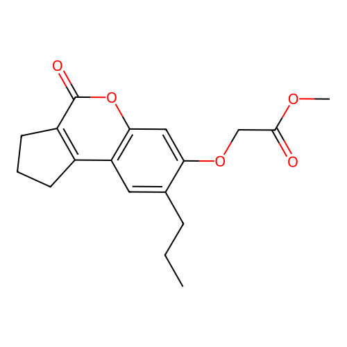 methyl 2-((4-oxo-8-propyl-1,2,3,4-tetrahydrocyclopenta[c]chromen-7-yl)oxy)acetate structure