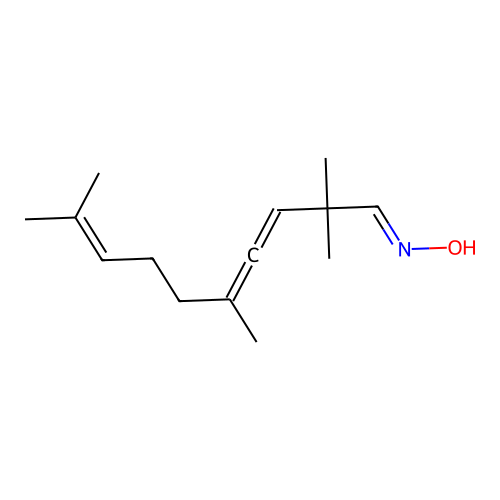 (E)-2,2,5,9-tetramethyldeca-3,4,8-trienal oxime structure