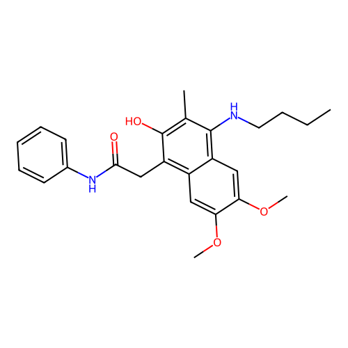 2-[4-(butylamino)-2-hydroxy-6,7-dimethoxy-3-methylnaphthalen-1-yl]-N-phenylacetamide structure
