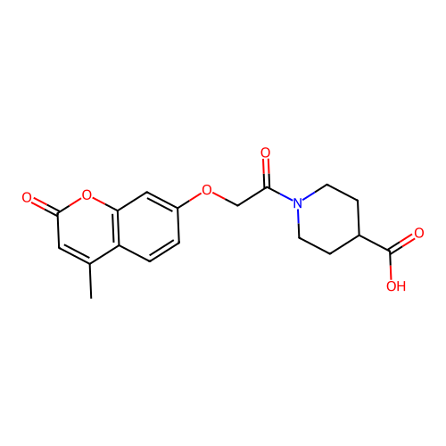 1-(2-((4-methyl-2-oxo-2H-chromen-7-yl)oxy)acetyl)piperidine-4-carboxylic acid structure
