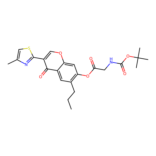 3-(4-methylthiazol-2-yl)-4-oxo-6-propyl-4H-chromen-7-yl 2-((tert-butoxycarbonyl)amino)acetate structure