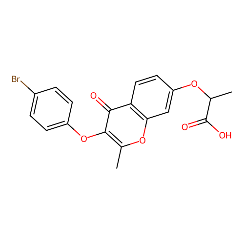 2-{[3-(4-bromophenoxy)-2-methyl-4-oxo-4H-chromen-7-yl]oxy}propanoic acid structure