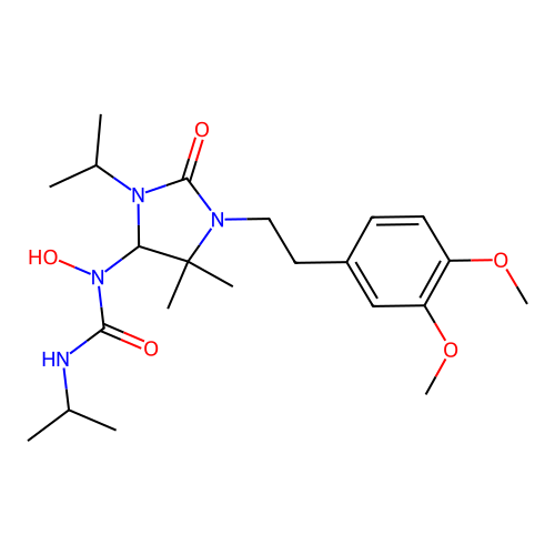 1-(1-(3,4-dimethoxyphenethyl)-3-isopropyl-5,5-dimethyl-2-oxoimidazolidin-4-yl)-1-hydroxy-3-isopropylurea structure