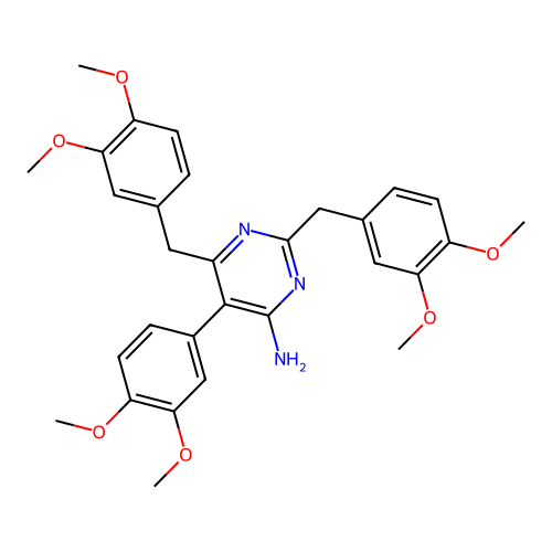 2,6-Bis(3,4-dimethoxybenzyl)-5-(3,4-dimethoxyphenyl)pyrimidin-4-amine structure