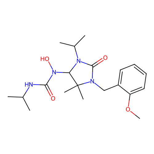 1-hydroxy-1-[1-(2-methoxybenzyl)-5,5-dimethyl-2-oxo-3-(propan-2-yl)imidazolidin-4-yl]-3-propan-2-ylurea structure