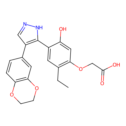 2-(4-(4-(2,3-dihydrobenzo[b][1,4]dioxin-6-yl)-1H-pyrazol-3-yl)-2-ethyl-5-hydroxyphenoxy)acetic acid structure