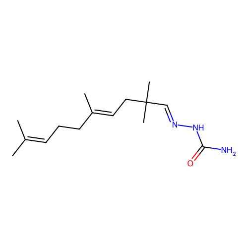 (E)-2-((E)-2,2,5,9-tetramethyldeca-4,8-dien-1-ylidene)hydrazinecarboxamide structure